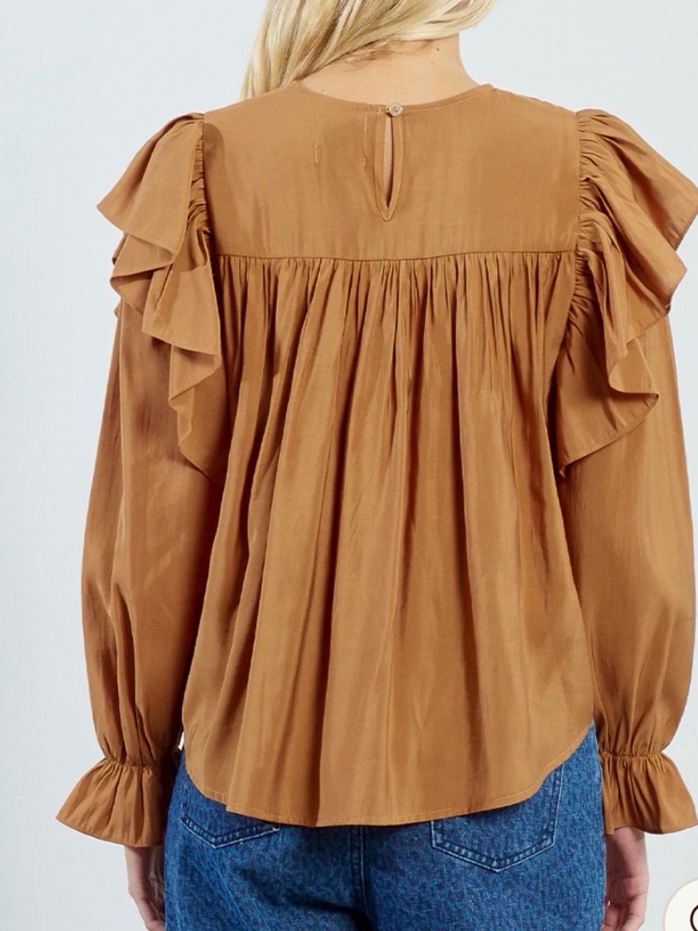 LILI SIDONIO long sleeve ruffled blouse SZ L NWT - Picture 2 of 7